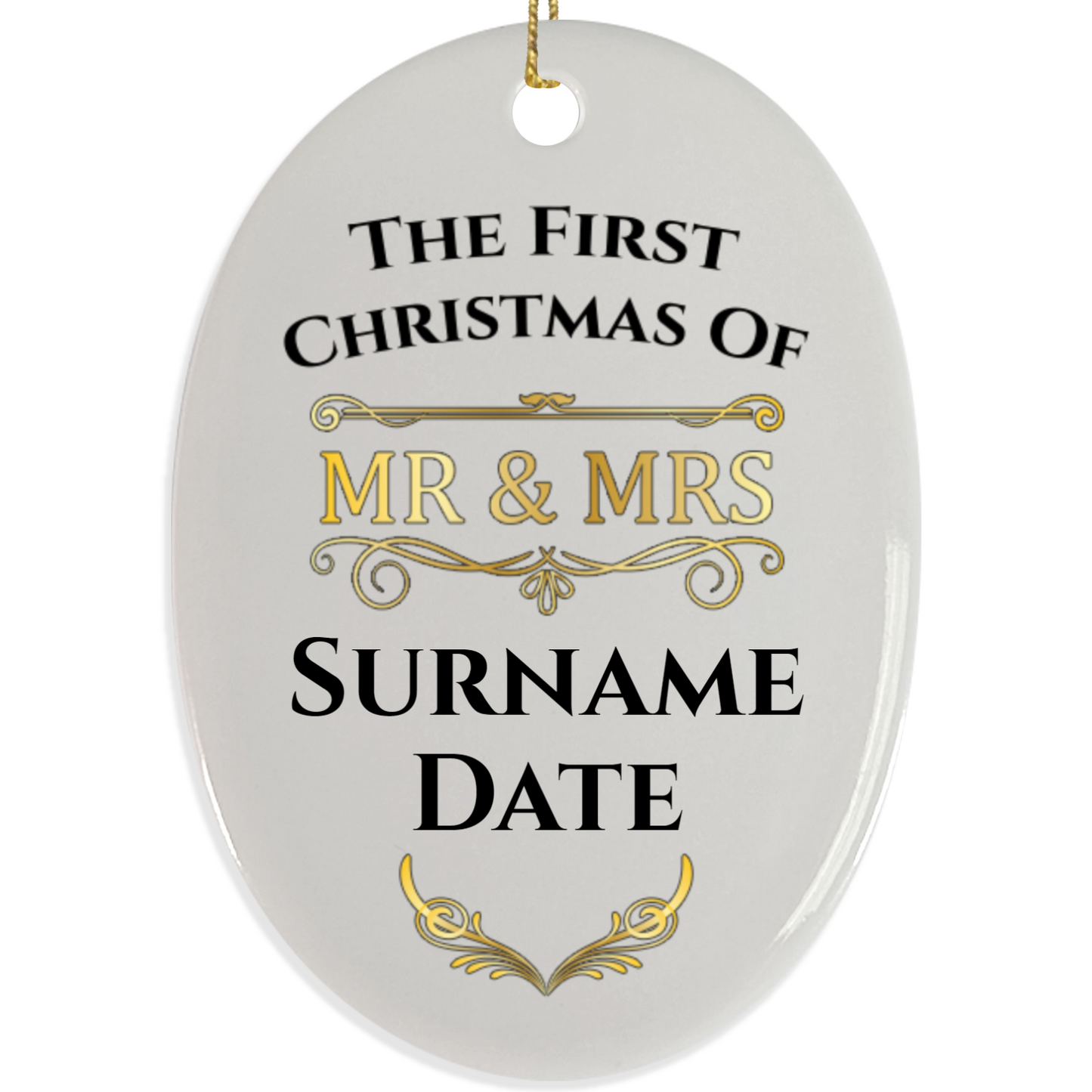 First Christmas Mr & Mrs Oval Hanging Ornament 007