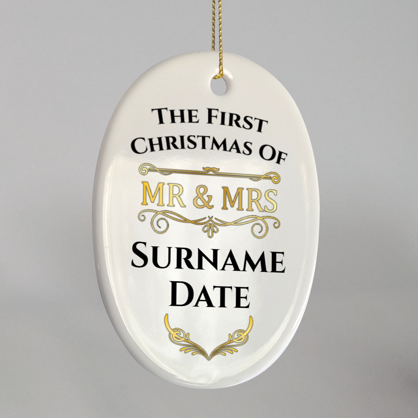 First Christmas Mr & Mrs Oval Hanging Ornament 007