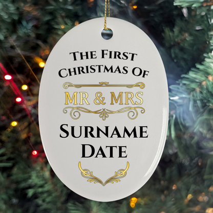 First Christmas Mr & Mrs Oval Hanging Ornament 007