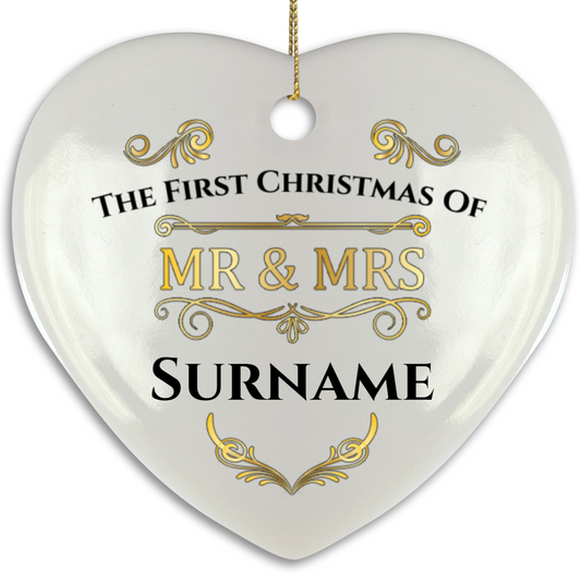 First Christmas Mr & Mrs Heart Shape Hanging Ornament 07