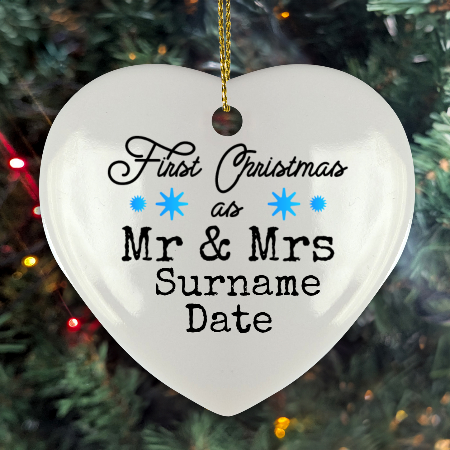 First Christmas Mr & Mrs Heart Shape Hanging Ornament