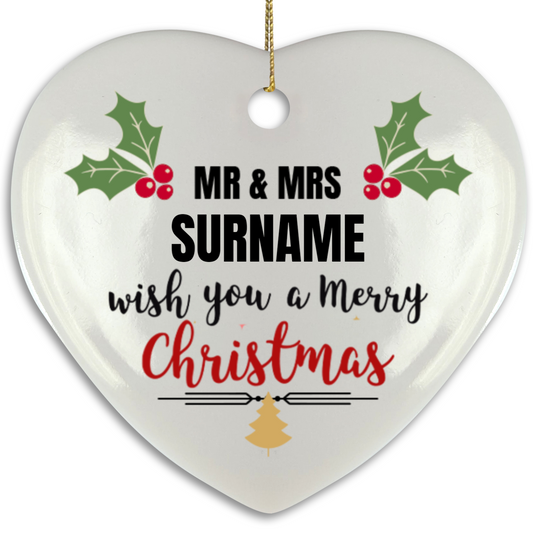 First Christmas Mr & Mrs Heart Shape Hanging Ornament 05