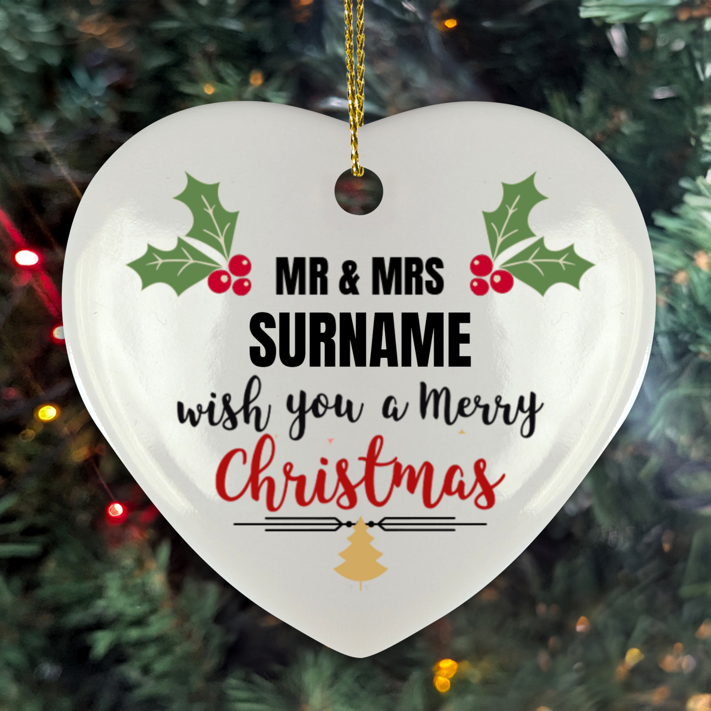 First Christmas Mr & Mrs Heart Shape Hanging Ornament 05