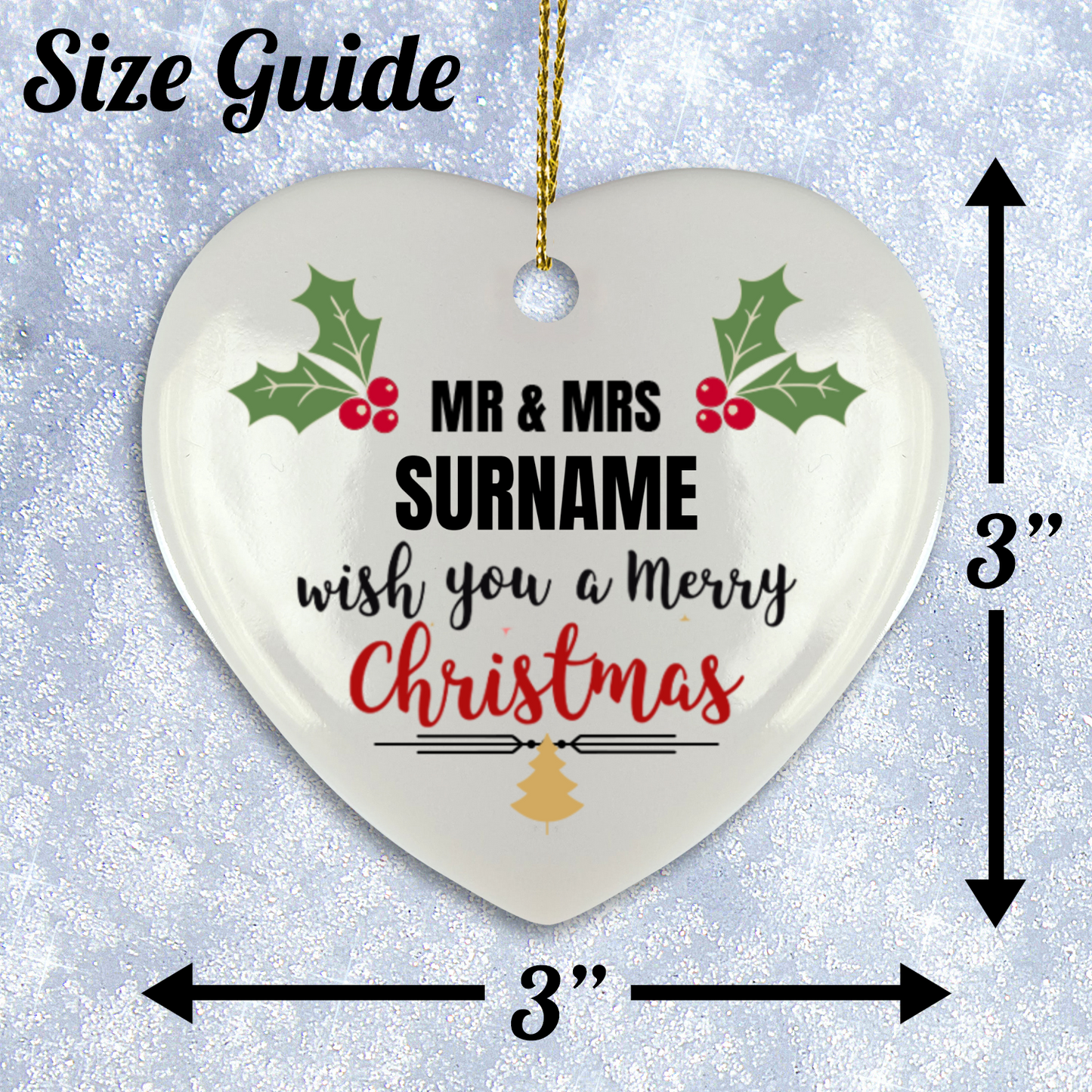 First Christmas Mr & Mrs Heart Shape Hanging Ornament 05