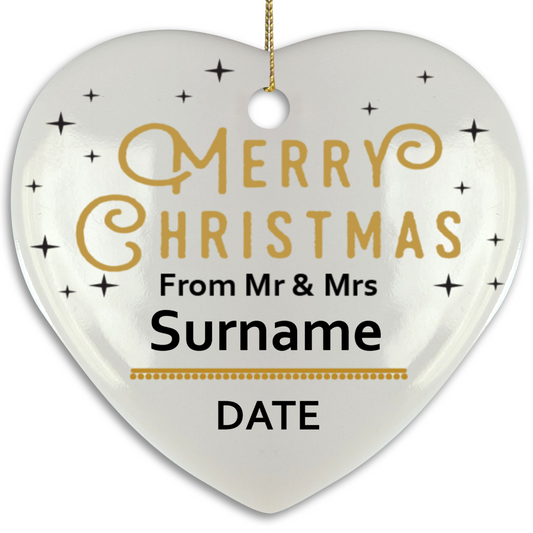 First Christmas Mr & Mrs Heart Shape Hanging Ornament 009