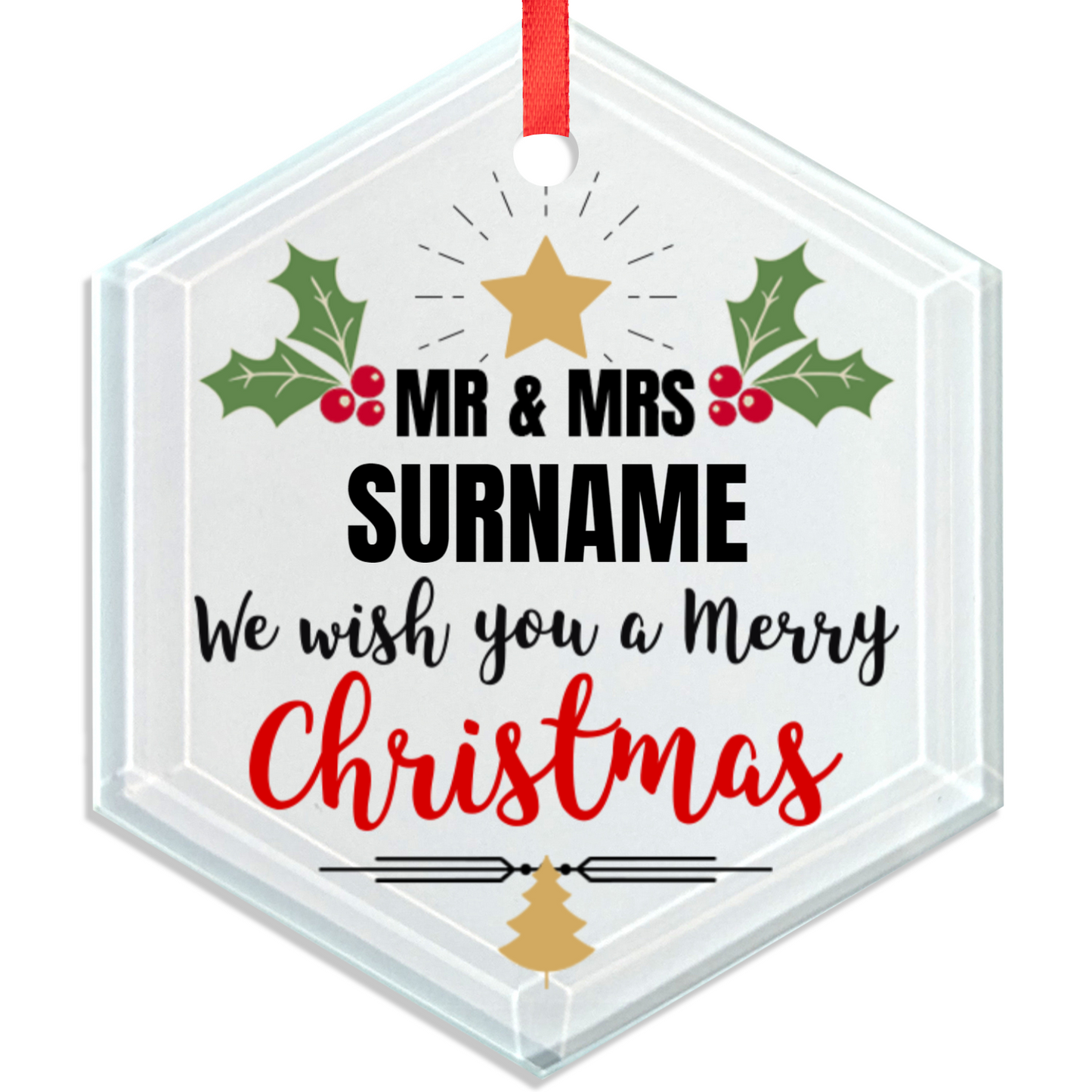 First Christmas Mr & Mrs Hexagon Hanging Ornament 005