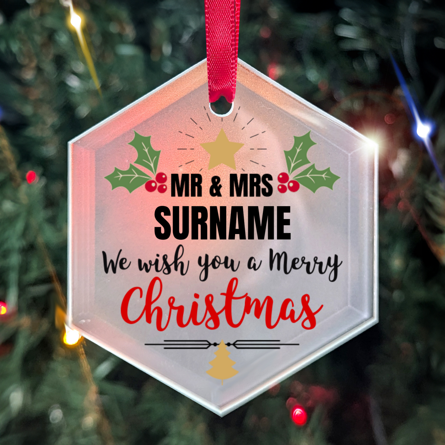 First Christmas Mr & Mrs Hexagon Hanging Ornament 005