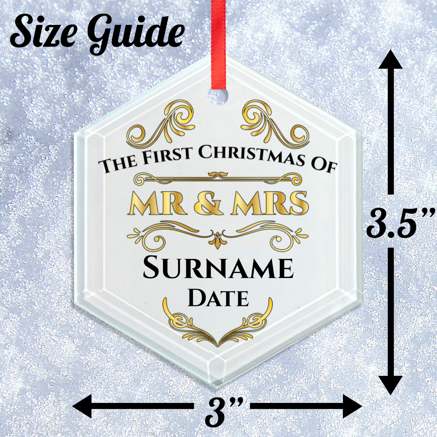 First Christmas Mr & Mrs Hexagon Hanging Ornament 007