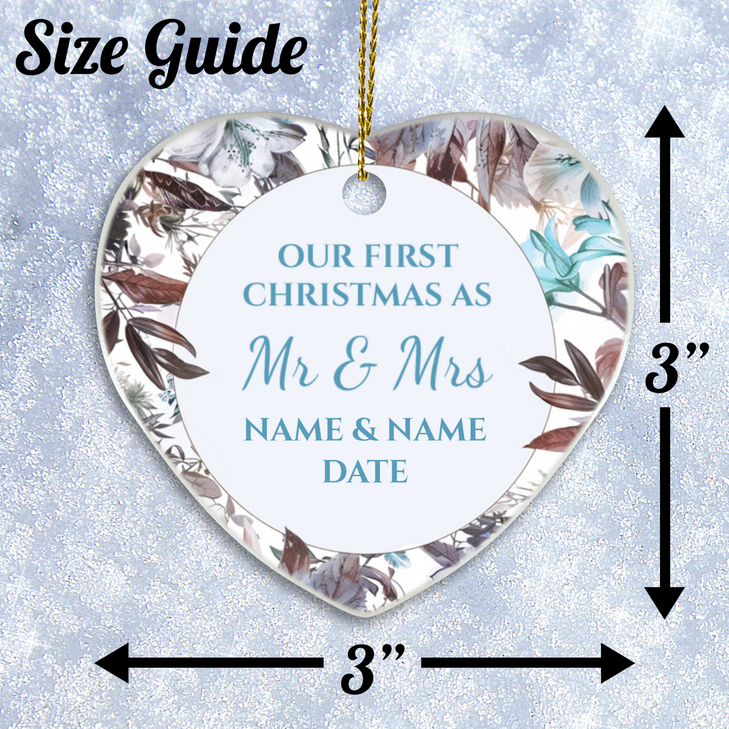 Our First Christmas Mr & Mrs Heart Sublimation Hanging Ornament 012