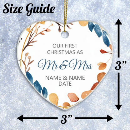 Our First Christmas Mr & Mrs Heart Sublimation Hanging Ornament 016