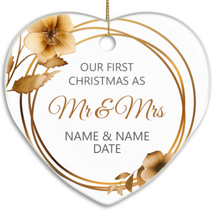 Our First Christmas Mr & Mrs Heart Sublimation Hanging Ornament 017