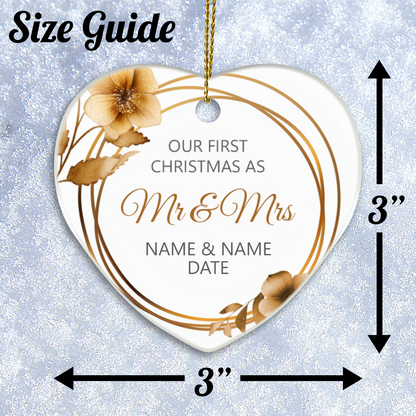 Our First Christmas Mr & Mrs Heart Sublimation Hanging Ornament 017