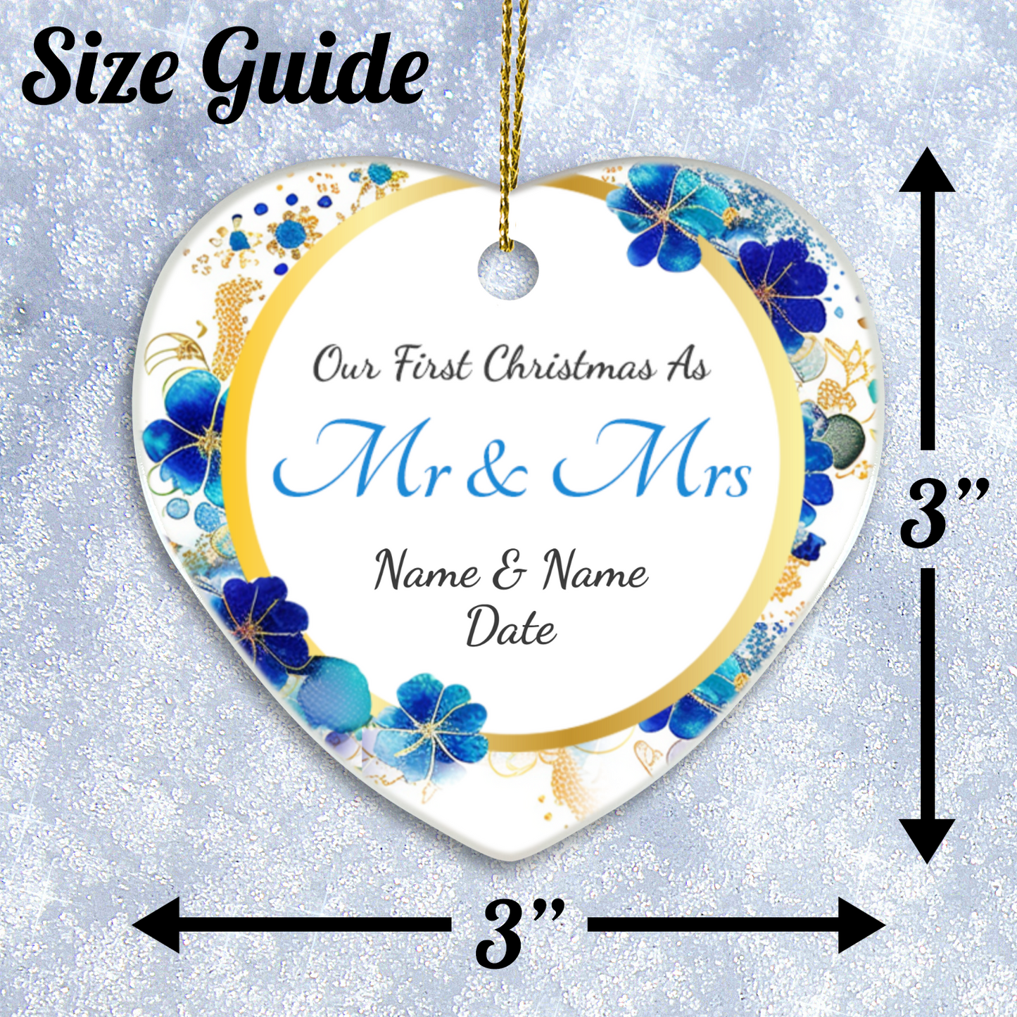 Our First Christmas Mr & Mrs Heart Sublimation Hanging Ornament 018