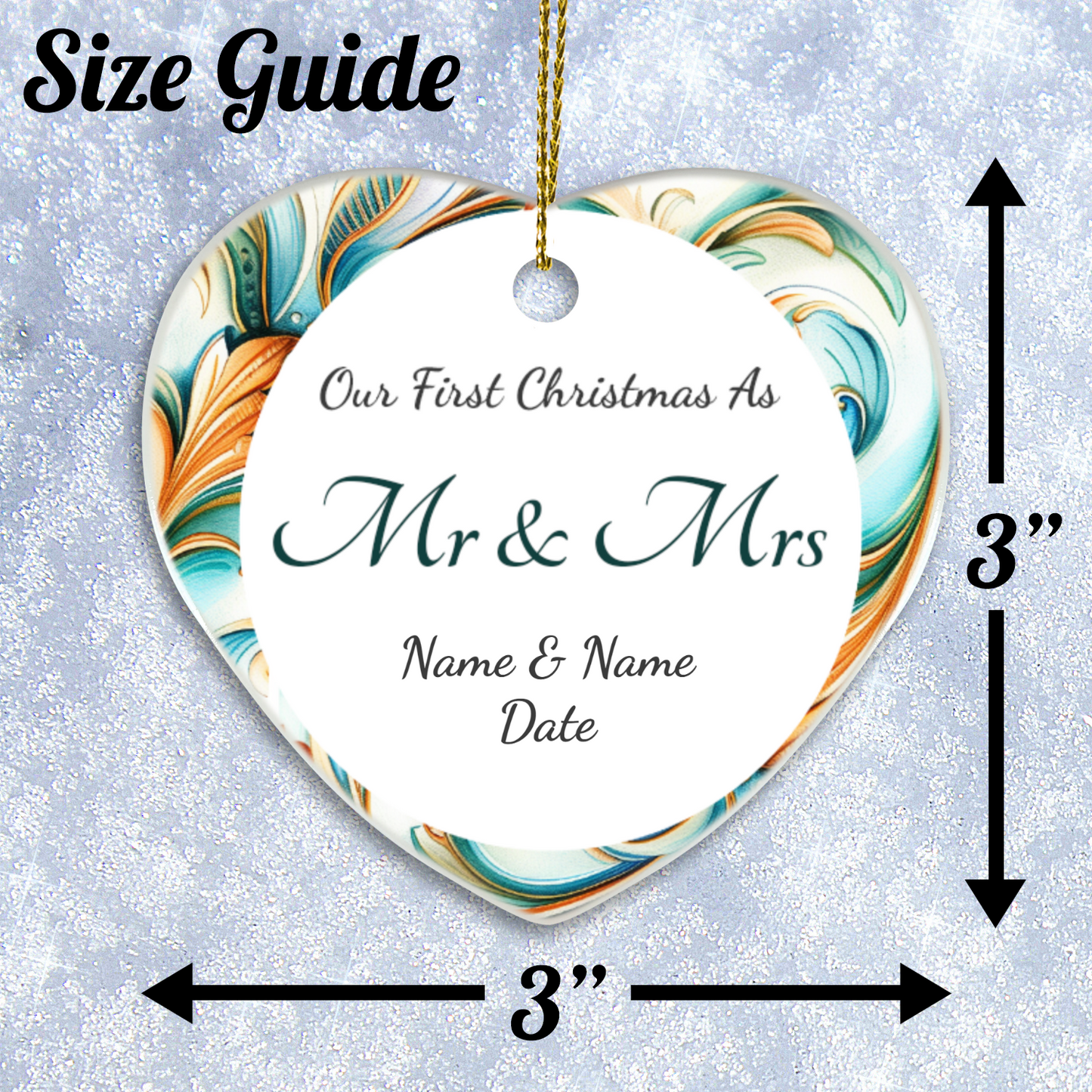 Our First Christmas Mr & Mrs Heart Sublimation Hanging Ornament 019