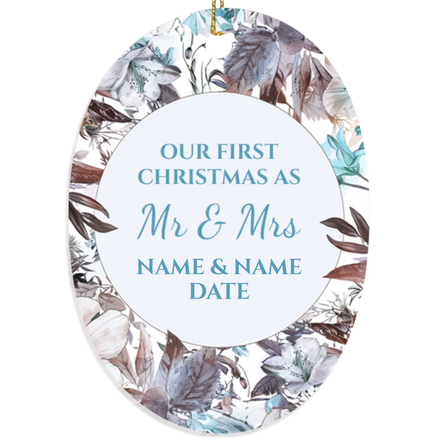 First Christmas Mr & Mrs Oval Sublimation Hanging Ornament 012