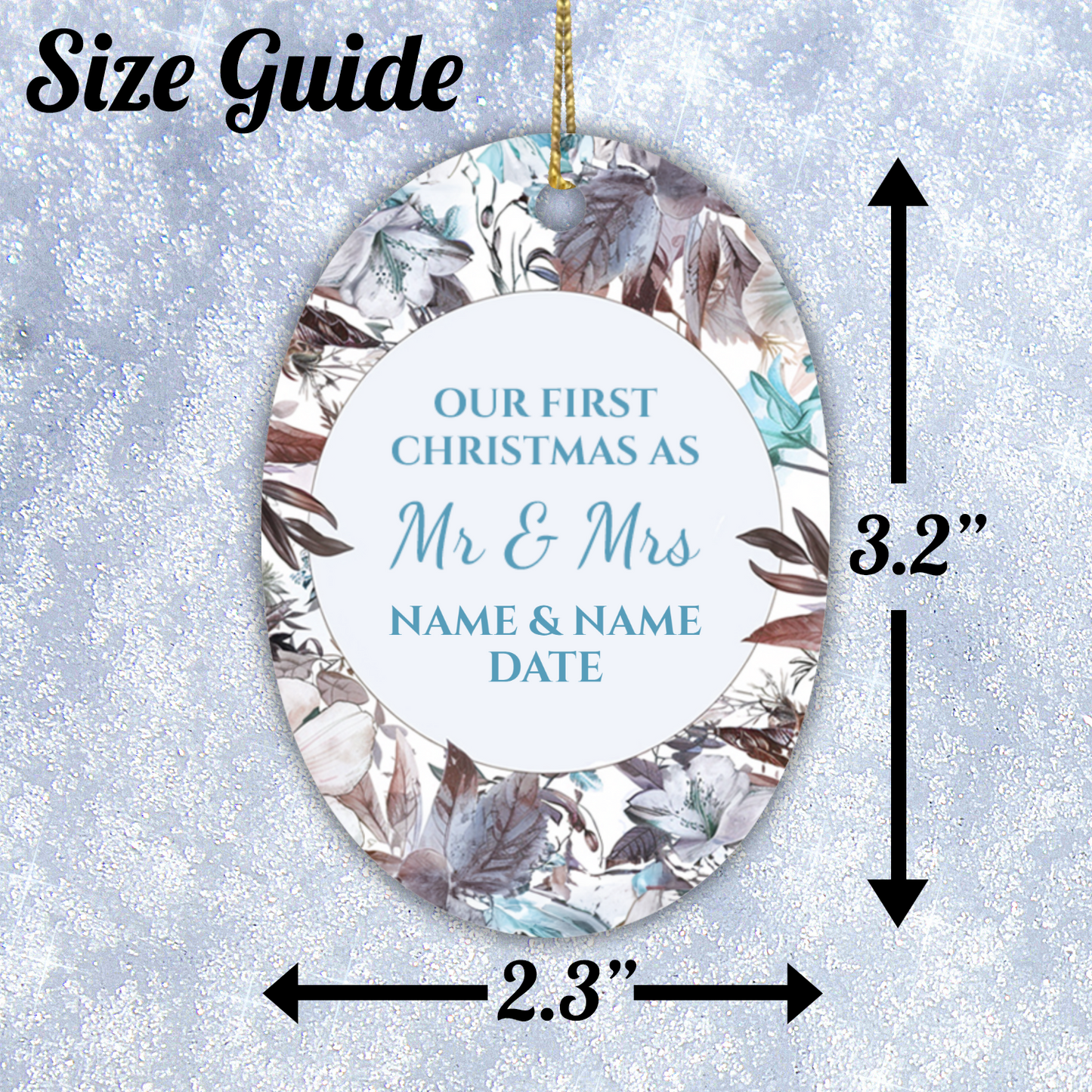 First Christmas Mr & Mrs Oval Sublimation Hanging Ornament 012