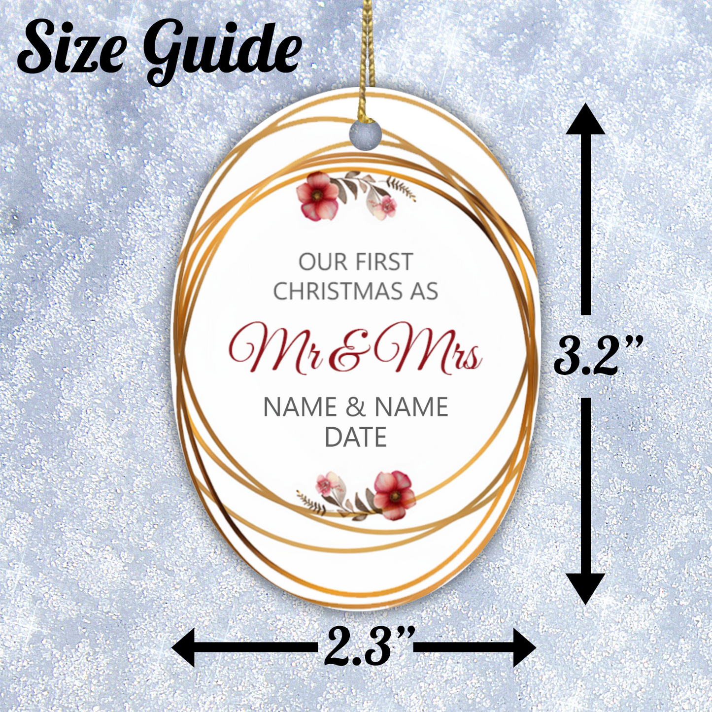 First Christmas Mr & Mrs Oval Sublimation Hanging Ornament 015