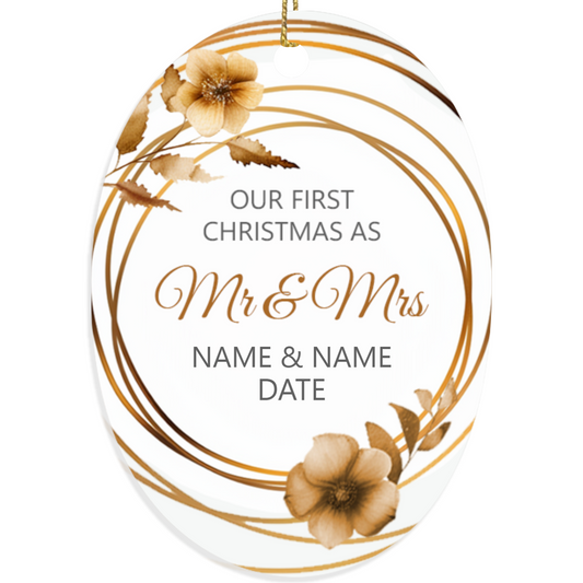 First Christmas Mr & Mrs Oval Sublimation Hanging Ornament 017