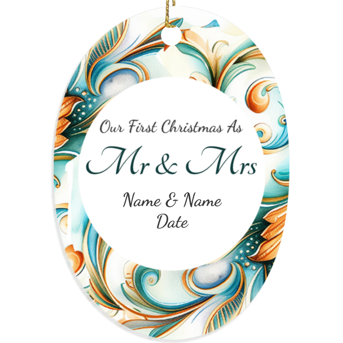 First Christmas Mr & Mrs Oval Sublimation Hanging Ornament 019