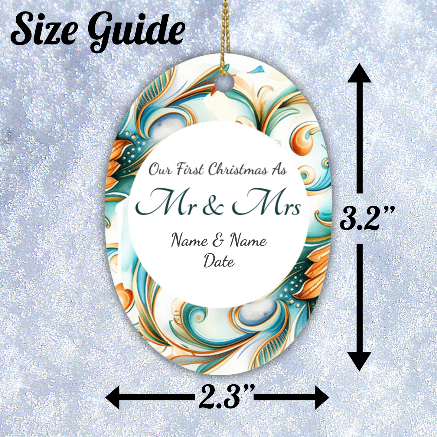 First Christmas Mr & Mrs Oval Sublimation Hanging Ornament 019