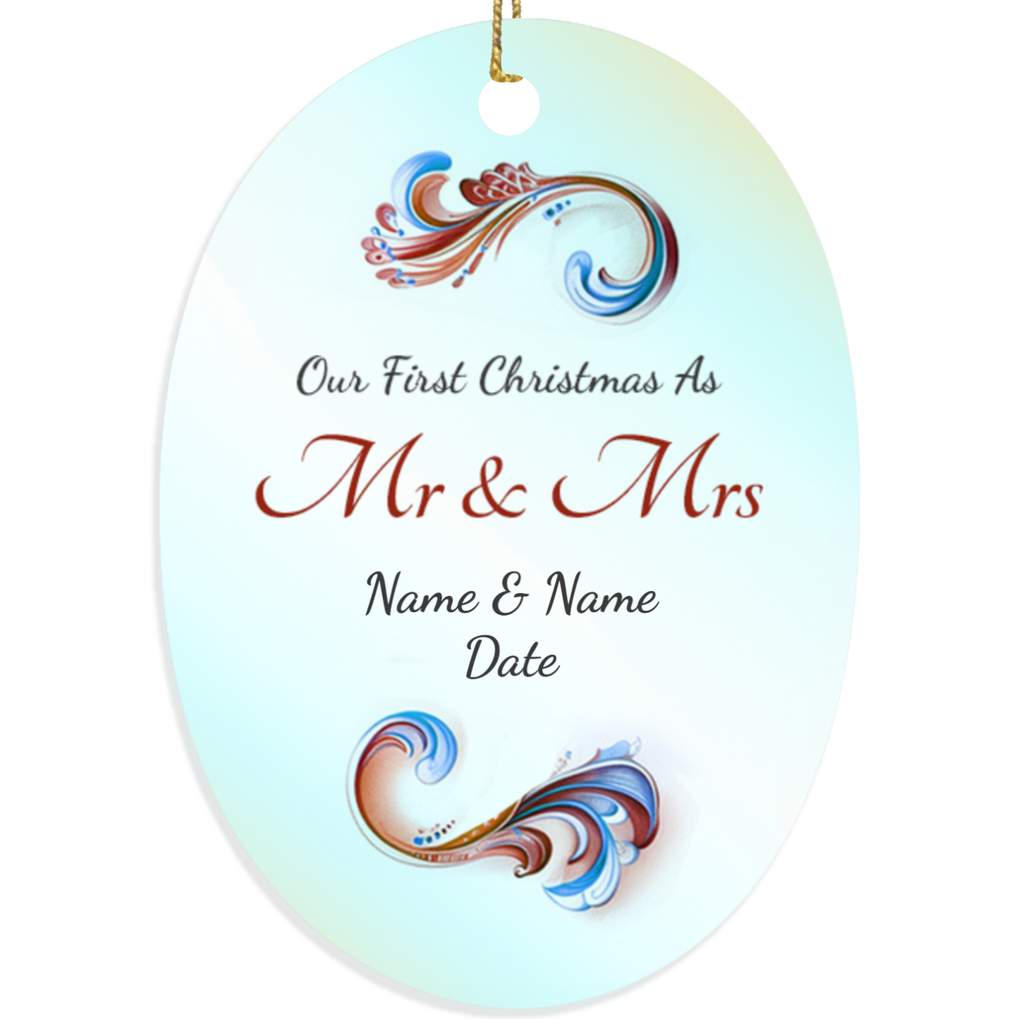 First Christmas Mr & Mrs Oval Sublimation Hanging Ornament 020