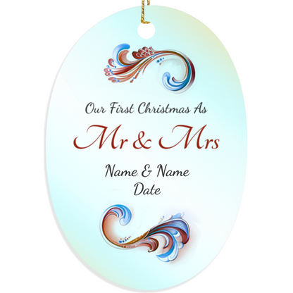 First Christmas Mr & Mrs Oval Sublimation Hanging Ornament 020