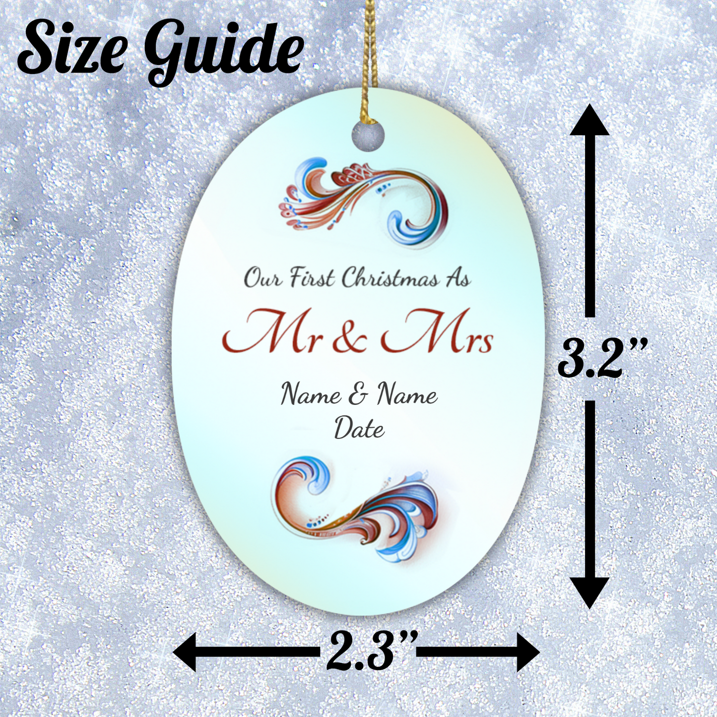 First Christmas Mr & Mrs Oval Sublimation Hanging Ornament 020