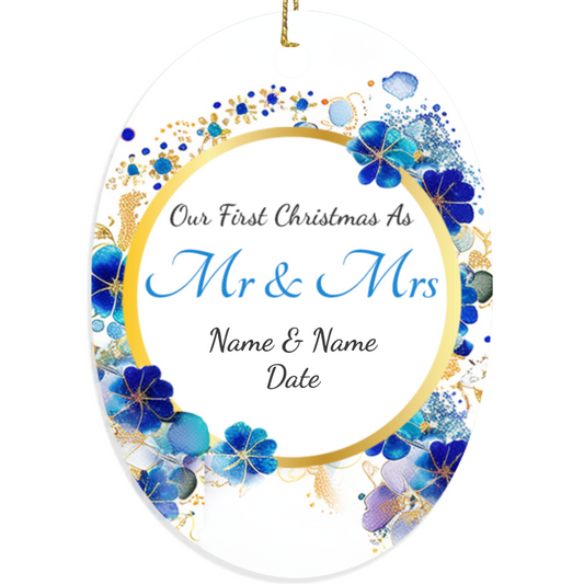 First Christmas Mr & Mrs Oval Sublimation Hanging Ornament 018