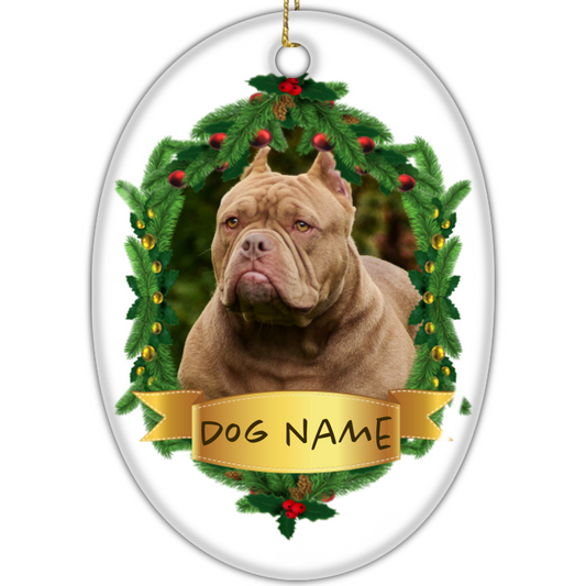 Ceramic Oval Hanging Ornament - Christmas Pet 001