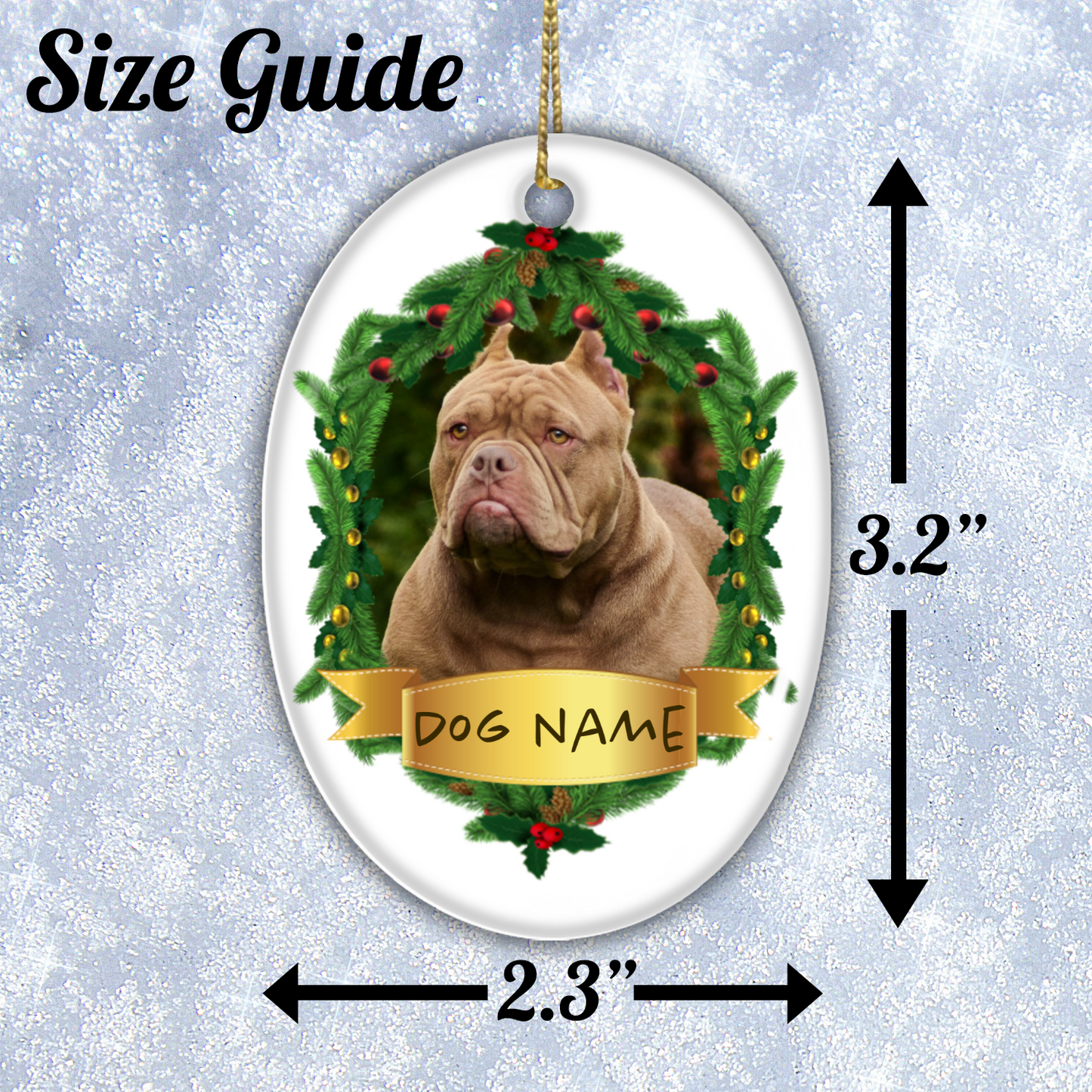 Ceramic Oval Hanging Ornament - Christmas Pet 001