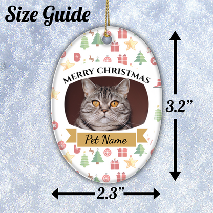 Ceramic Oval Hanging Ornament - Christmas Pet 002