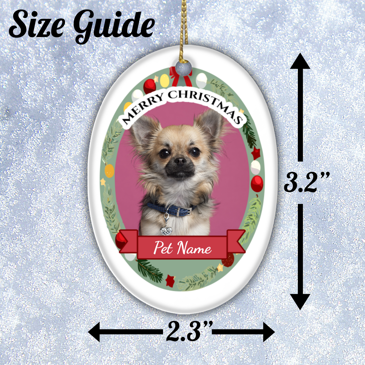 Ceramic Oval Hanging Ornament - Christmas Pet 003