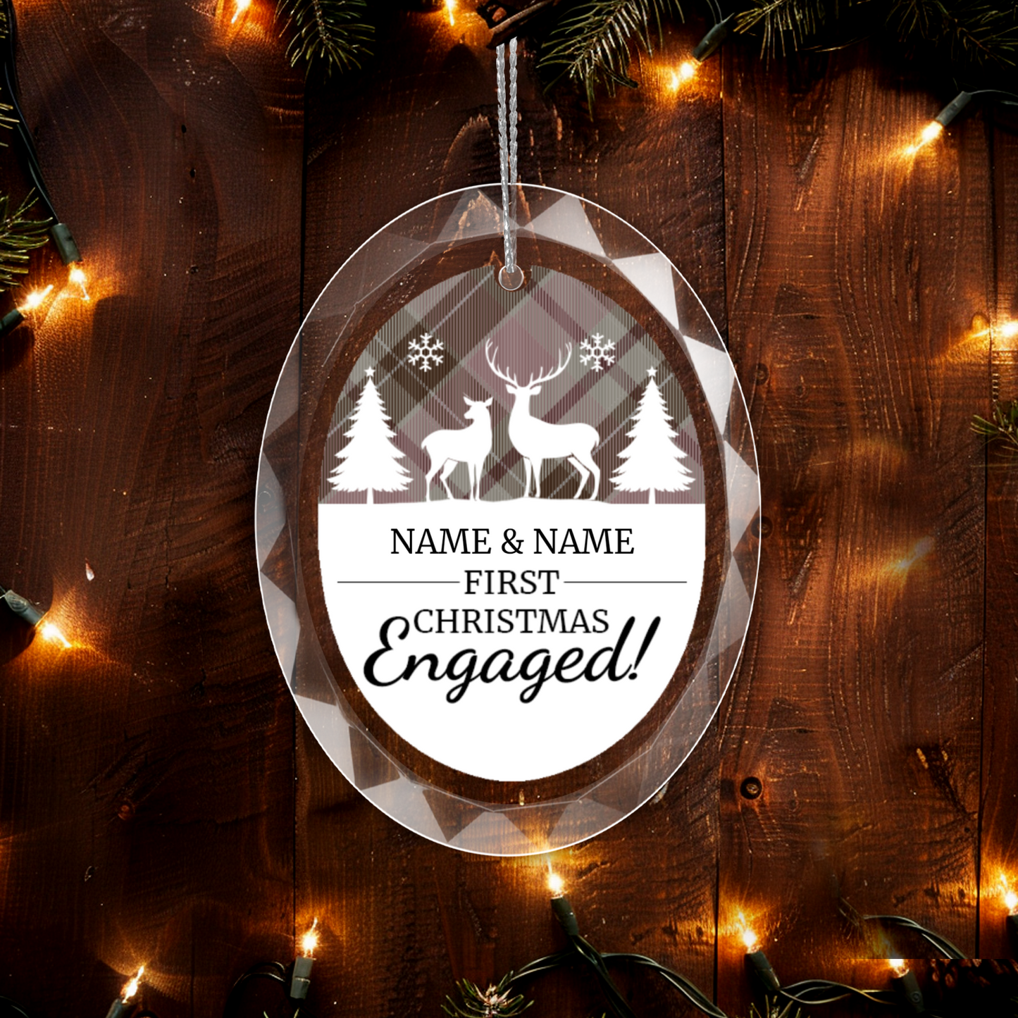 First Christmas Engaged UV Printed Hanging Ornament 002