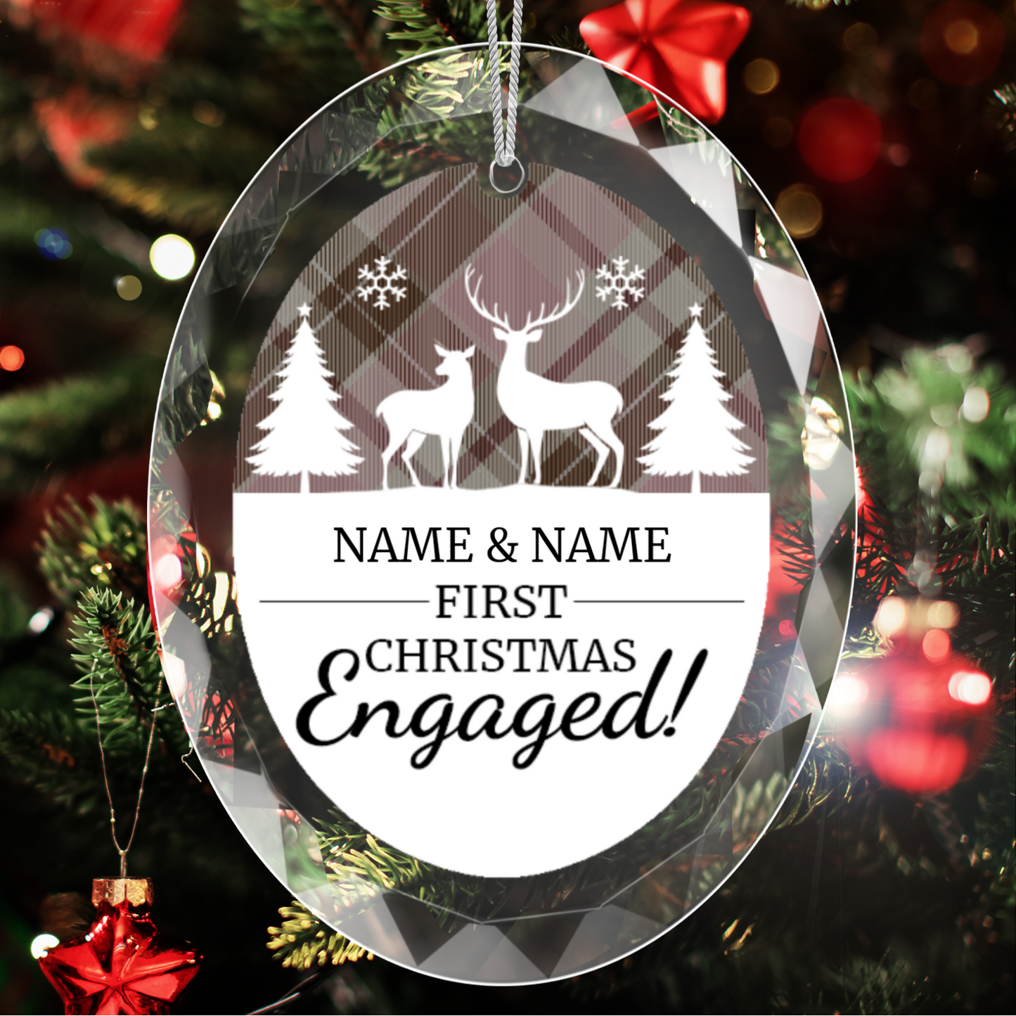 First Christmas Engaged UV Printed Hanging Ornament 002