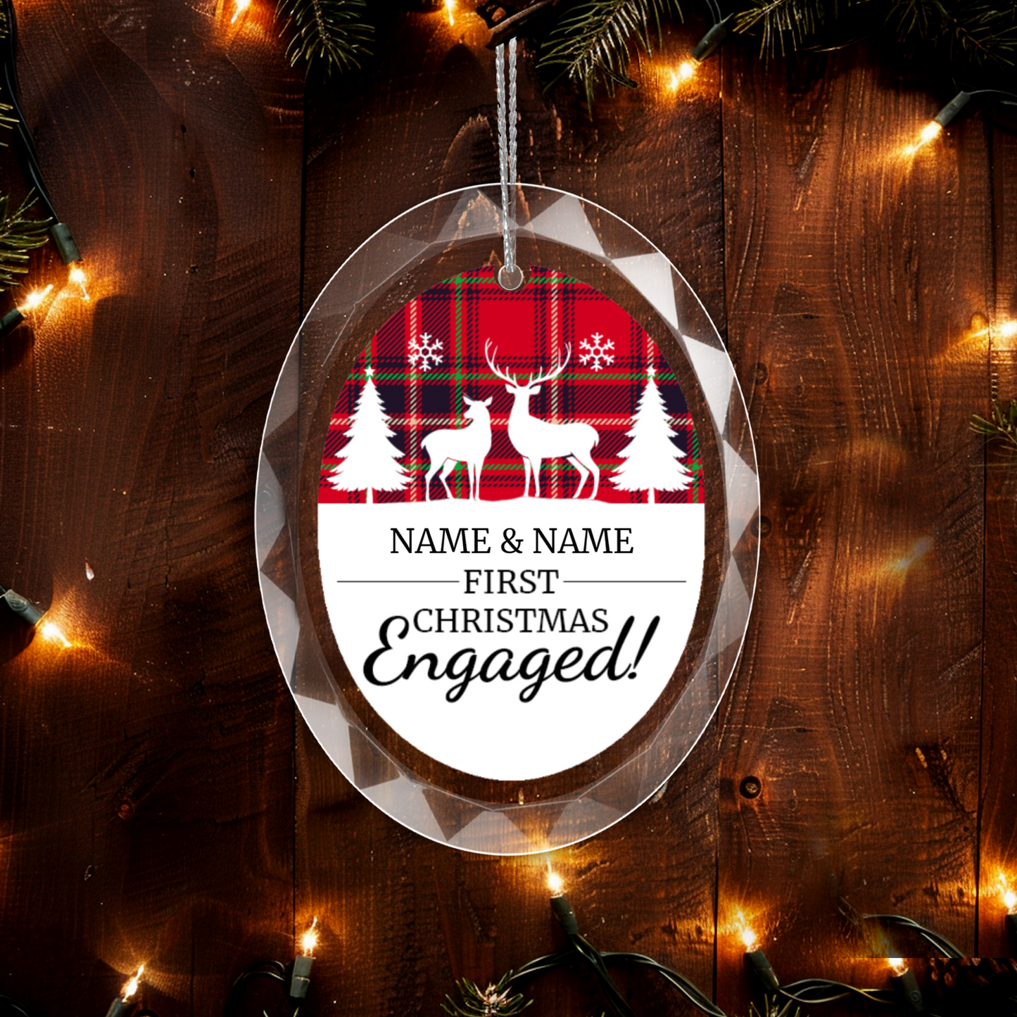 First Christmas Engaged UV Printed Hanging Ornament 003