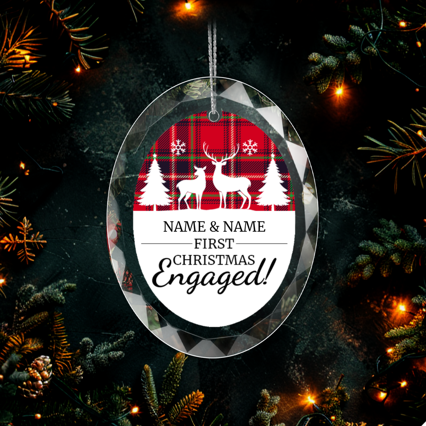 First Christmas Engaged UV Printed Hanging Ornament 003