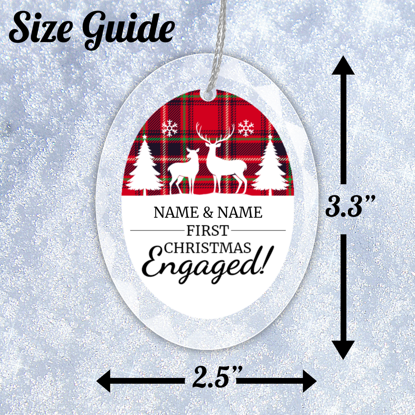 First Christmas Engaged UV Printed Hanging Ornament 003