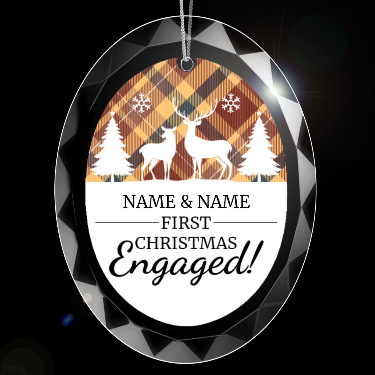 First Christmas Engaged UV Printed Hanging Ornament 004