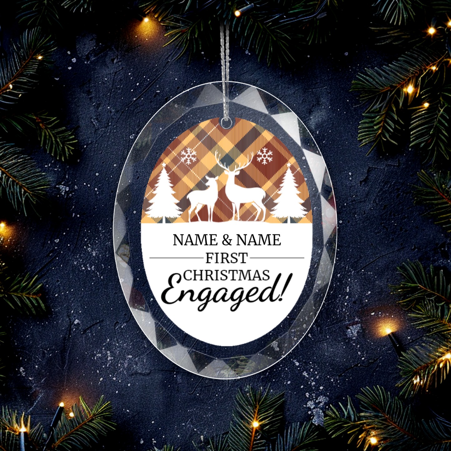 First Christmas Engaged UV Printed Hanging Ornament 004