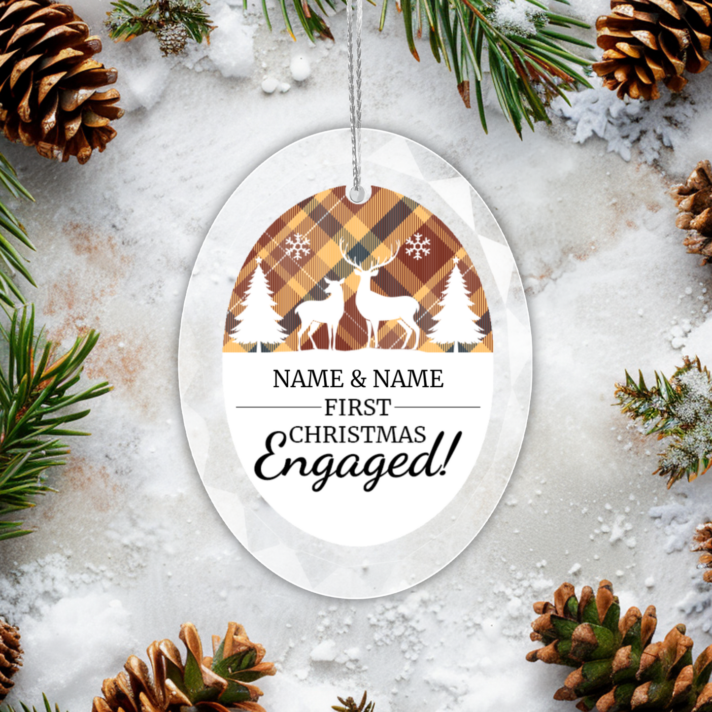 First Christmas Engaged UV Printed Hanging Ornament 004