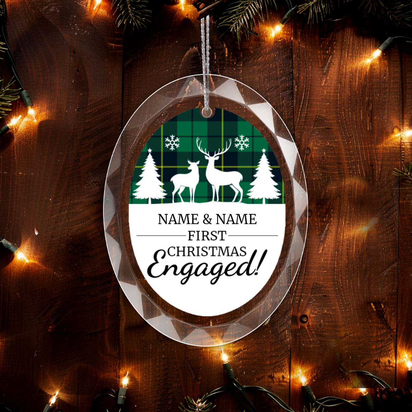 First Christmas Engaged UV Printed Hanging Ornament 006