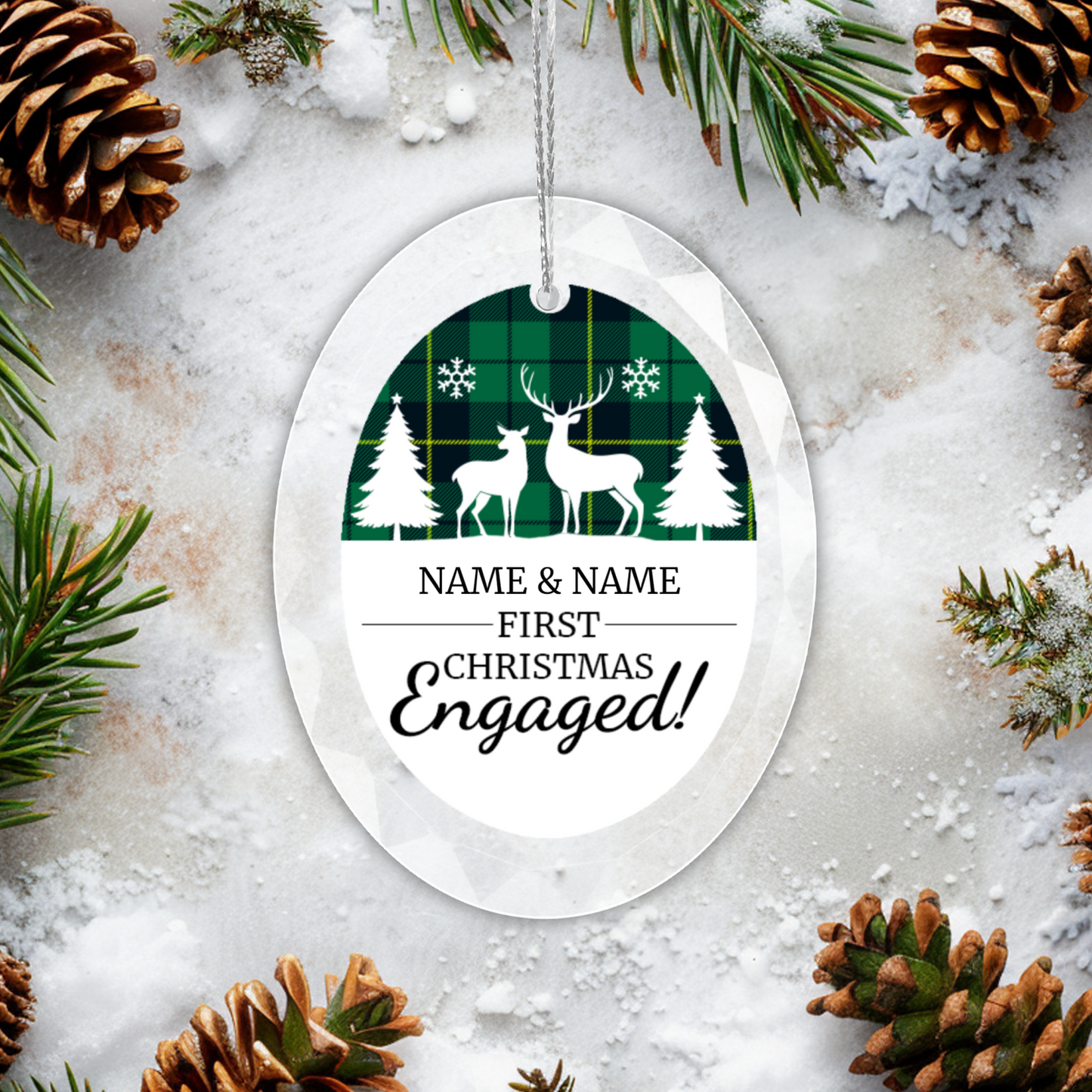 First Christmas Engaged UV Printed Hanging Ornament 006