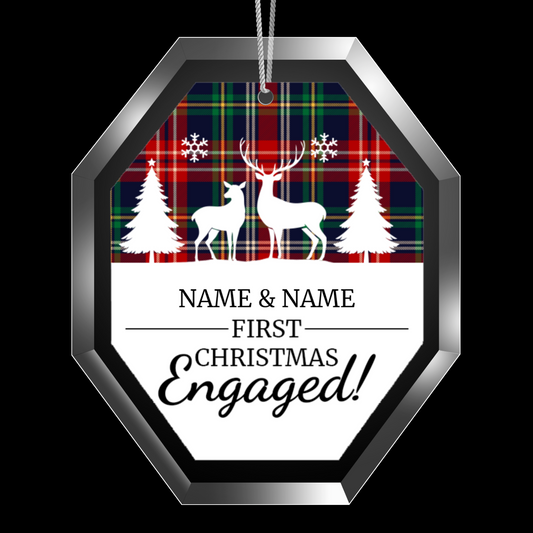 First Christmas Engaged UV Printed Octagon Hanging Ornament 001