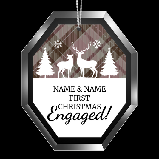 First Christmas Engaged UV Printed Octagon Hanging Ornament 002