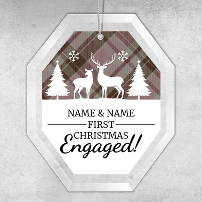 First Christmas Engaged UV Printed Octagon Hanging Ornament 002