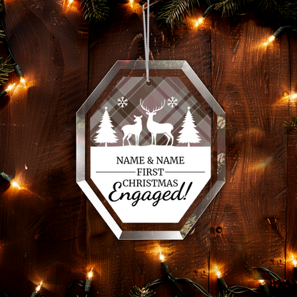 First Christmas Engaged UV Printed Octagon Hanging Ornament 002