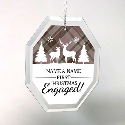 First Christmas Engaged UV Printed Octagon Hanging Ornament 002