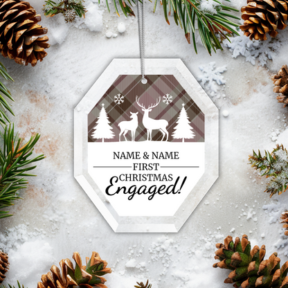 First Christmas Engaged UV Printed Octagon Hanging Ornament 002