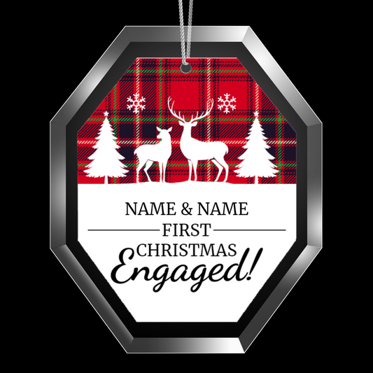 First Christmas Engaged UV Printed Octagon Hanging Ornament 003