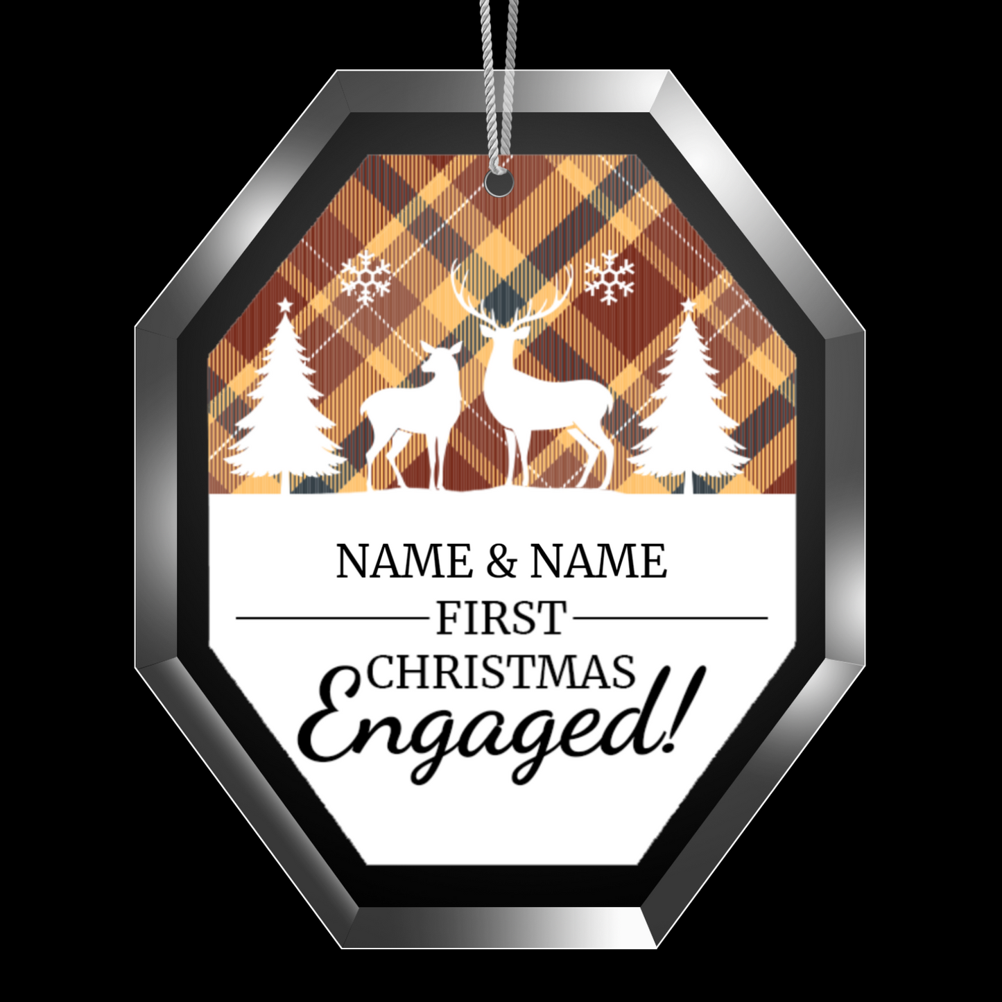 First Christmas Engaged UV Printed Octagon Hanging Ornament 004